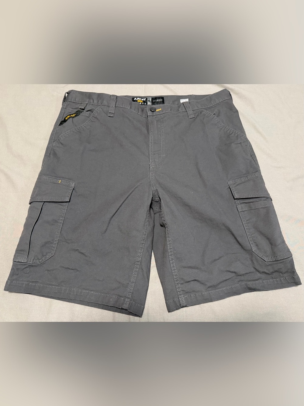 Ariat Rebar M4 Shorts Mens 38 Gray DuraStretch Made Tough Cargo 10" Construction